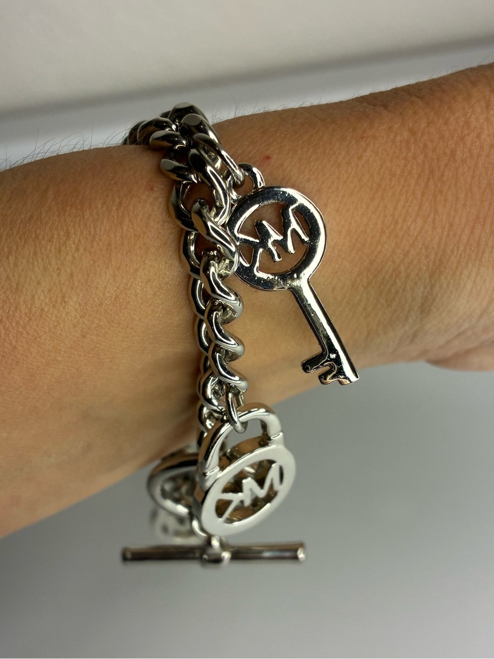 Vintage Silver Charm Toggle Bracelet